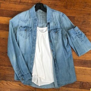 Bullhead Black Jean Button-up Top